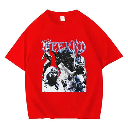 2024 New Singer The Weeknd Retro Graphic Shirt Women Hip-hop Gothic Short-sleeved T-shirt Women's 100% Cotton Oversized T-shirt