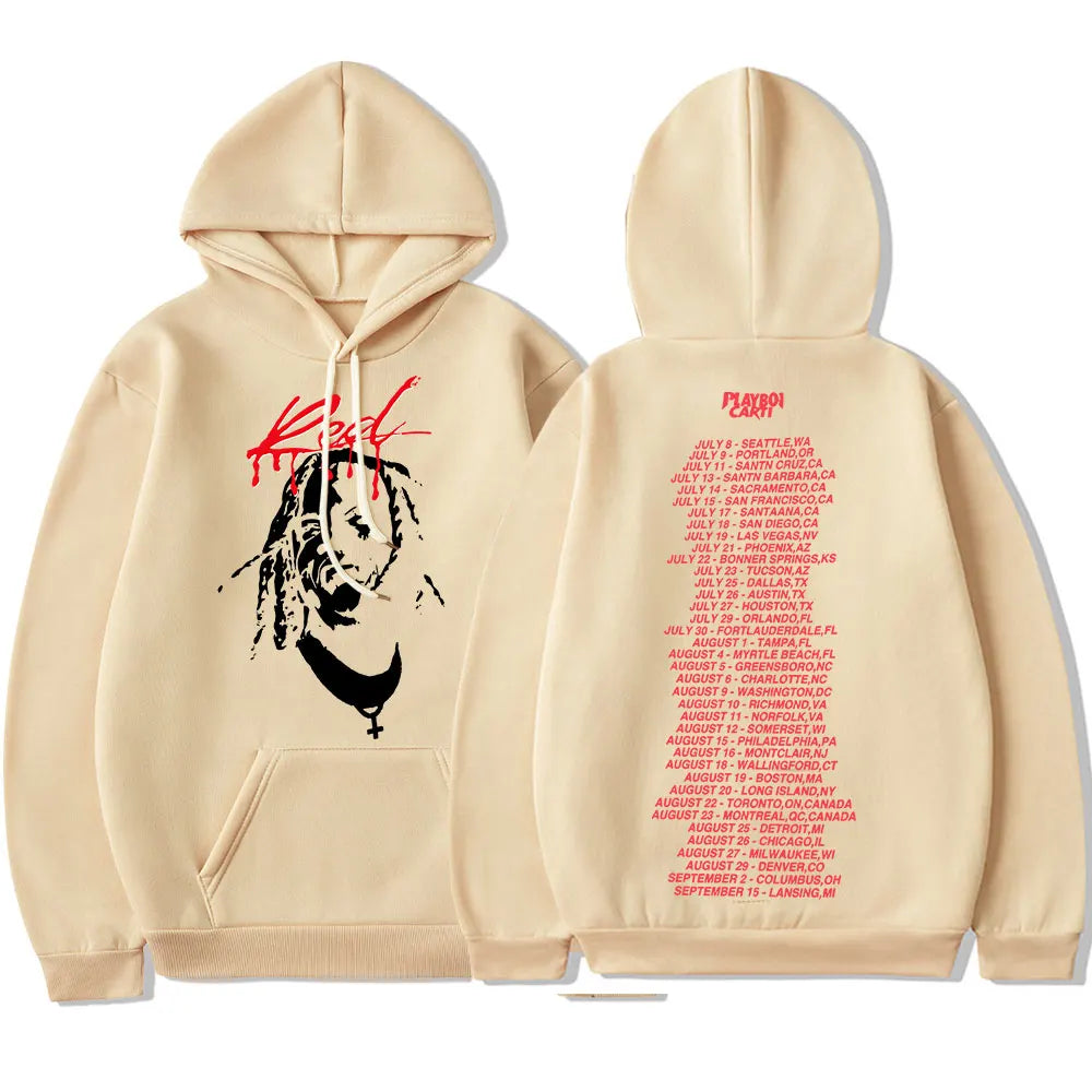 Playboi Carti Hoodie Whole Lotta Red Graphic Hooded Sweatshirt Vintage Hip Hop Long Sleeve Fleece Hoodies Harajuku Streetwear