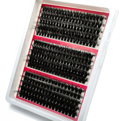 15Rows DIY 5D Fluffy Lash Clusters 60D/80D/100D Thick Eyelash Clusters Wispy Individual Lashes 10-20mm Cluster Eyelash Extension