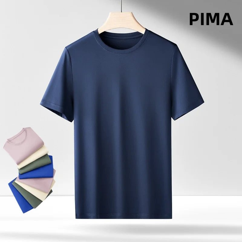 100% Pima Cotton T Shirt Men 14 Color Short Sleeved Tshirt White Round Neck Brand High Quality  Mens Tee Shirts Black Summer new