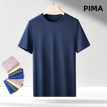 100% Pima Cotton T Shirt Men 14 Color Short Sleeved Tshirt White Round Neck Brand High Quality  Mens Tee Shirts Black Summer new