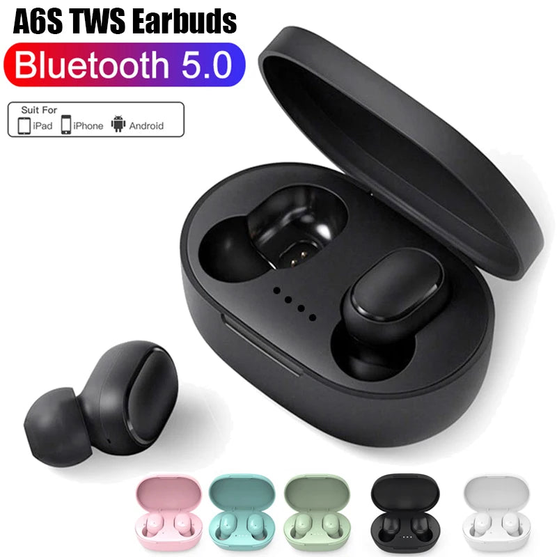 Original A6S TWS Headset Wireless Earphones Bluetooth Headphones Sport Stereo Fone Bluetooth Earbuds for Xiaomi Huawei iPhone