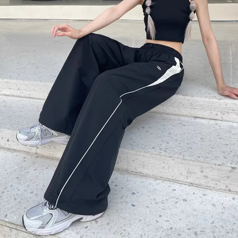 Y2K Vintage Fashion Loose Pant 2024 Casual Street Hip Hop Baggy Pants High Waist Wide Leg Trousers Solid Joggers Women Clothes