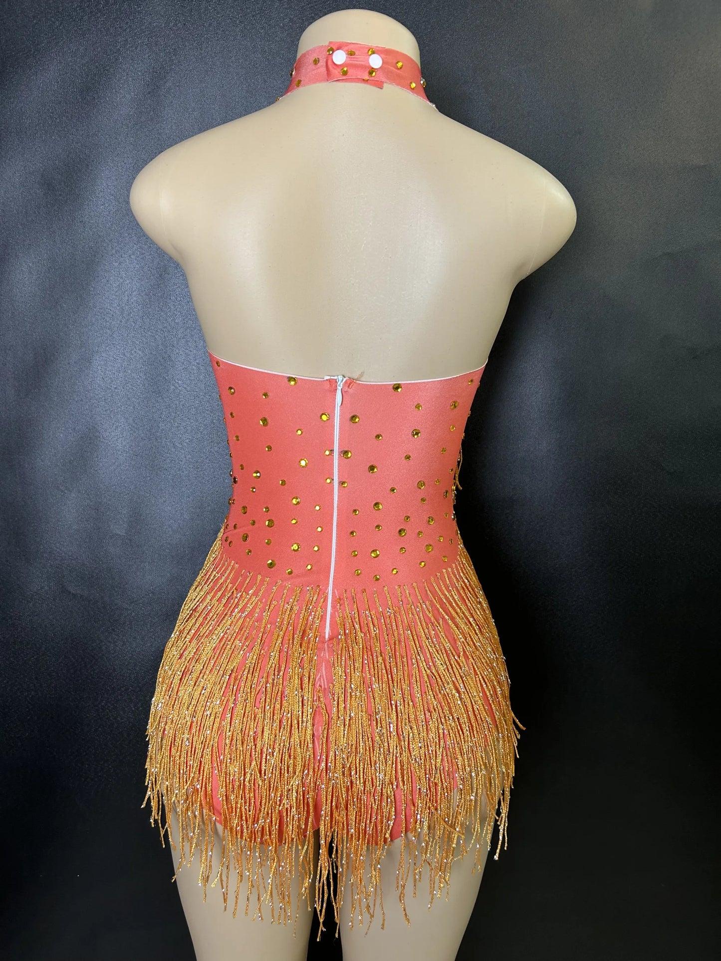 Sparkly Rhinestones Fringe Bodysuit WomenVightclub Party Dance Costume Stage Wear SexyTassel Leotard Performance Clothing 7G