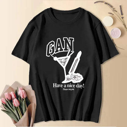 2024 Cute Summer Fashion Short Sleeve Cooton T-Shirts Letter Printed Tees Women Cresw Neck Tops Funny Animals Shirt Rabbit Shirt
