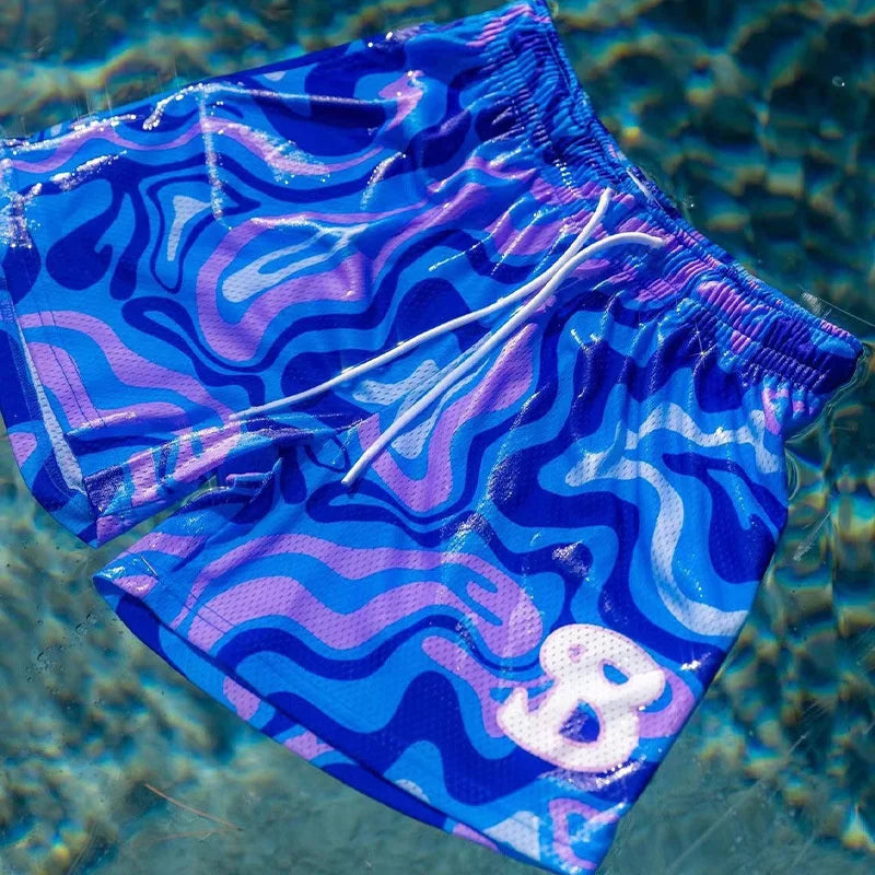2024 BUCKETSQUAD Summer Mesh Basketball Shorts Men's Quick Drying Loose Sports Shorts Casual Trendy Running Beach Shorts