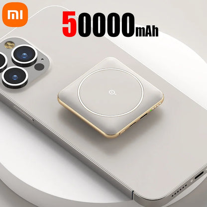 Xiaomi 50000mAh Power Bank Mini Magnetic Wireless Powerbank Fast Charging Thin External Battery For iPhone Huawei Samsung