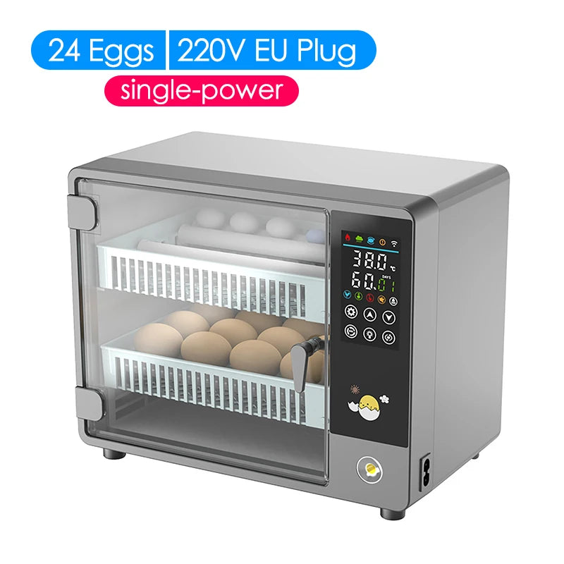 24 Egg Incubator Full Automatic Touch Temperature Control Farm Hatchery Machine Chicken Duck Quail Bird Brooder Eggs Incubator