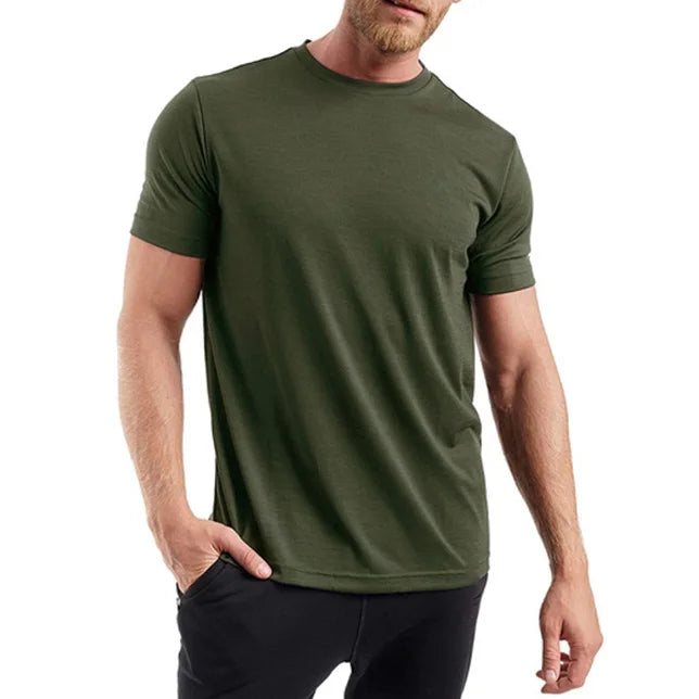 100% Merino Wool T shirt Men Base Layer Merino Shirt Wicking Breathable Quick Dry Anti-Odor No-itch Big USA Size