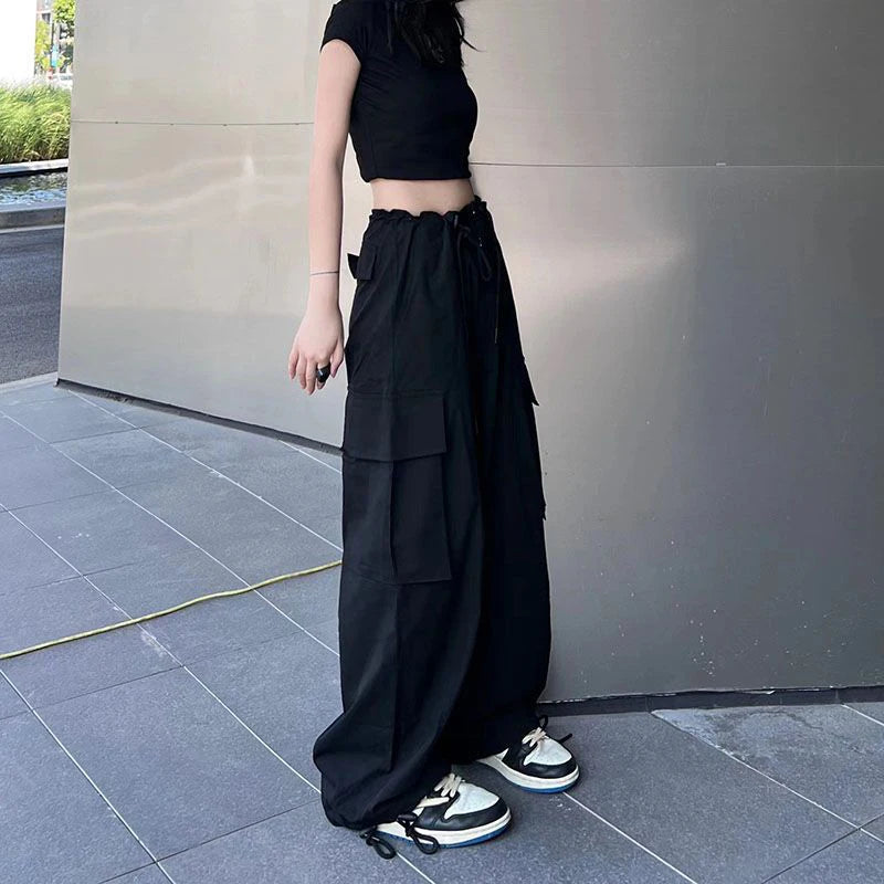 Y2K Cargo Pants Women Oversized Wide Leg Sweatpants Streetwear High Waist Baggy Joggers Harajuku Hip Hop Casual Sports Trousers