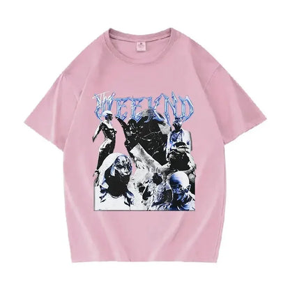 2024 New Singer The Weeknd Retro Graphic Shirt Women Hip-hop Gothic Short-sleeved T-shirt Women's 100% Cotton Oversized T-shirt