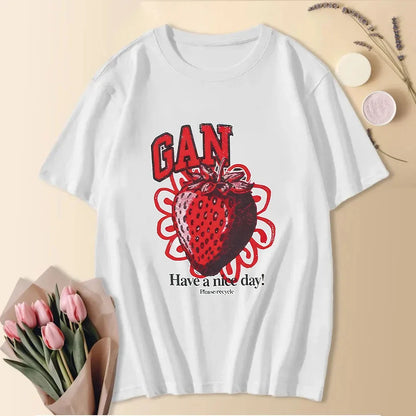 2024 Cute Summer Fashion Short Sleeve Cooton T-Shirts Letter Printed Tees Women Cresw Neck Tops Funny Animals Shirt Rabbit Shirt