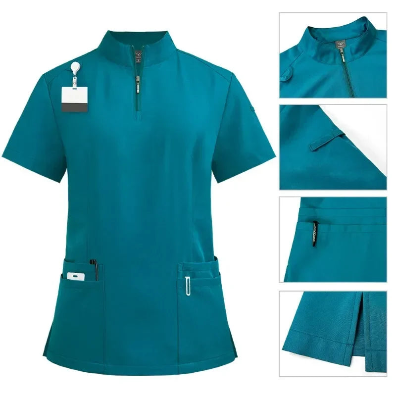 Medical Doctor Nurse Surgical Uniforms Woman Scrub Set Beauty Salon Work Wear Clinical Scrubs Top-Pants Spa Nursing Tunic Suit