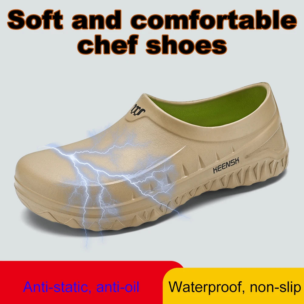 EVA Chef Shoes Lightweight Work Shoes Non-slip Outdoor Safety Shoes Oil-proof Comfortable Walking Shoes for Hotel Restaurant