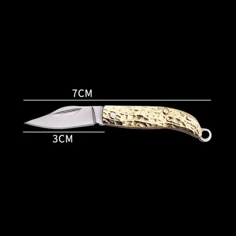 1pc Brass Folding Knife Pocket Keychain Vintage Copper Knife Pendant Outdoor Tools Gift Unpacking Mini Pocket Knives Accessories