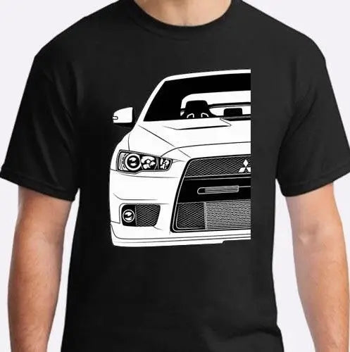 Summer  100% Cotton Camiseta Negra Mitsubishi Lancer Evo T-Shirt Men O-neck Tshirt Tees Tops