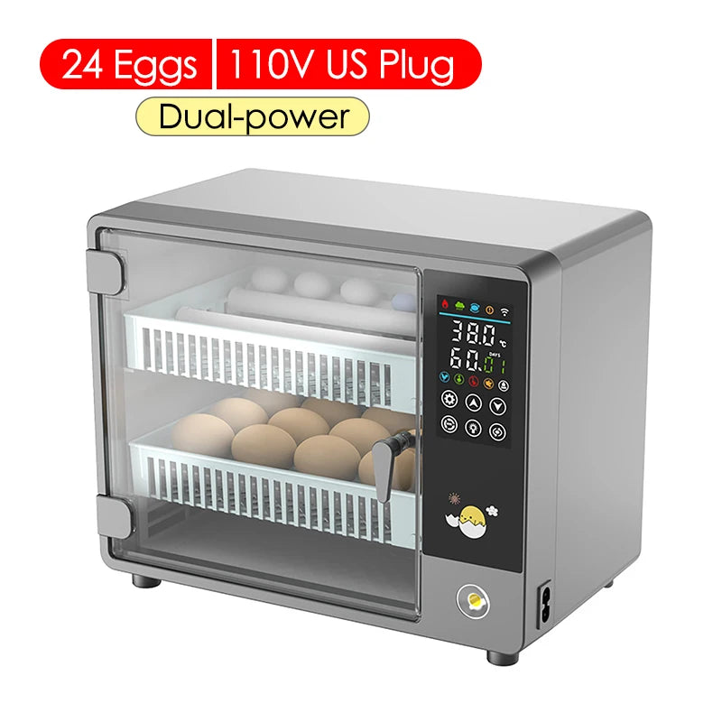 24 Egg Incubator Full Automatic Touch Temperature Control Farm Hatchery Machine Chicken Duck Quail Bird Brooder Eggs Incubator