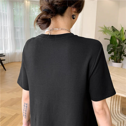 2023 Summer New Korean style dress  Short Sleeve Dress Long Large