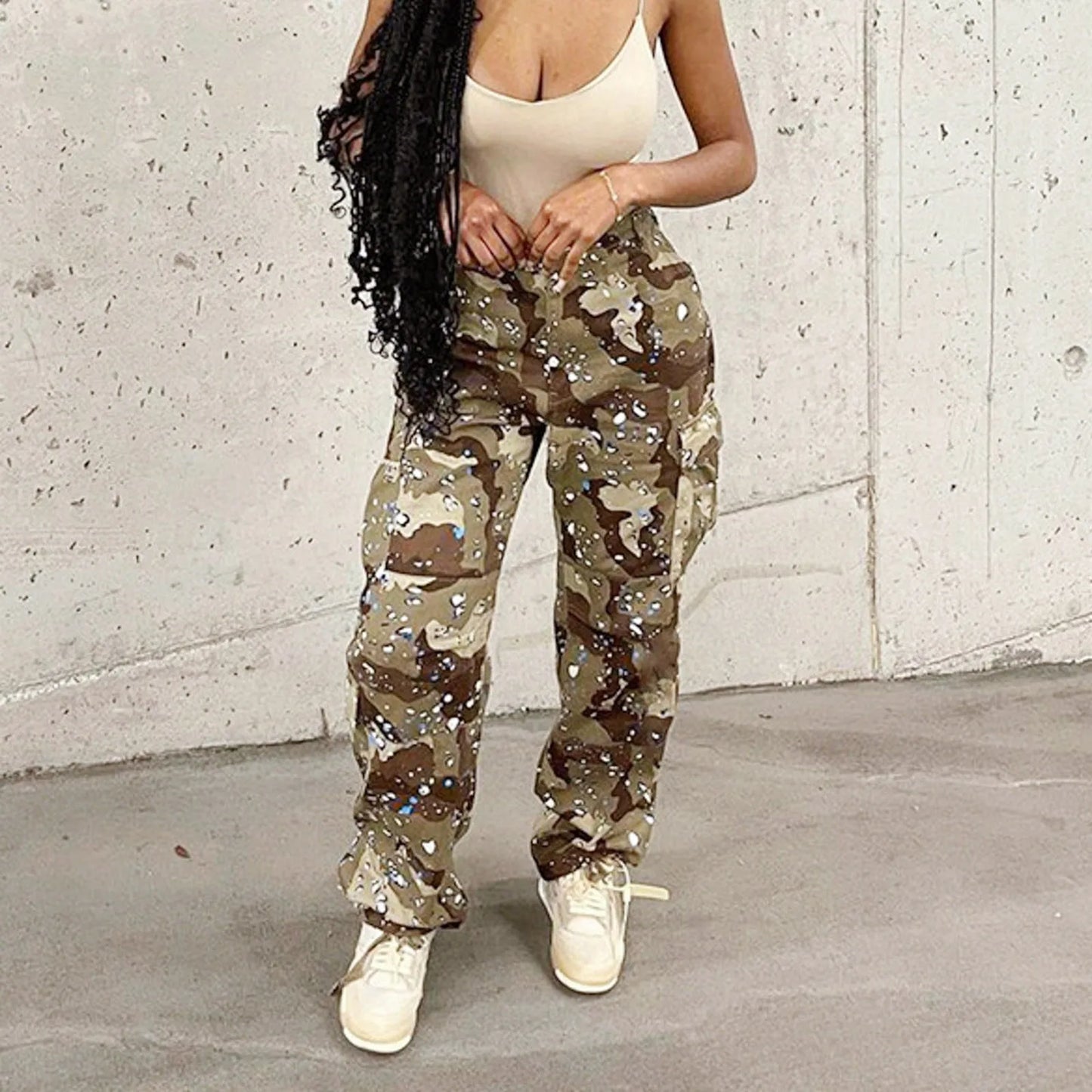 Camouflage Cargo Pants Women's Vintage Baggy Casual Military Pants Clothes Women Pocket Trousers Aesthetic 90s