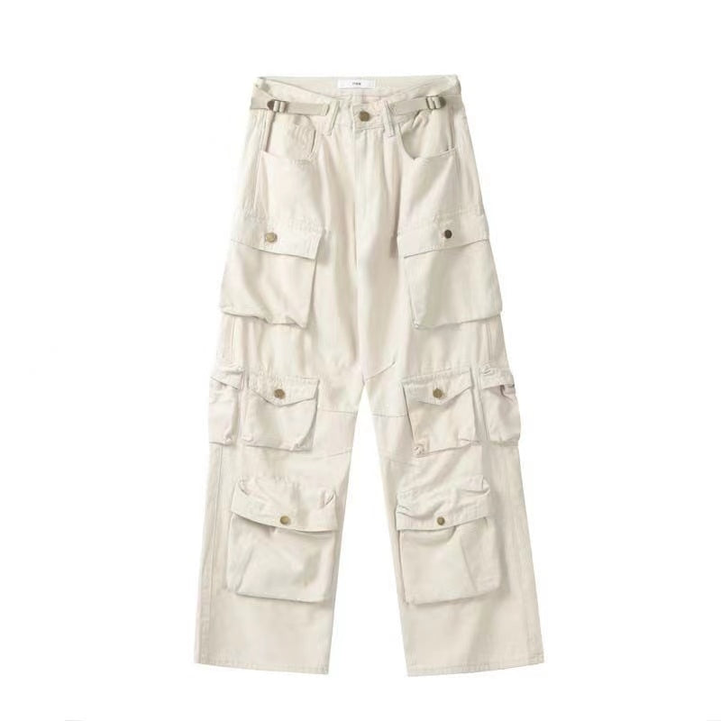 2023 American style retro street camouflage overalls women's hip-hop fried street wide-leg casual pants high street ins tide Y2K