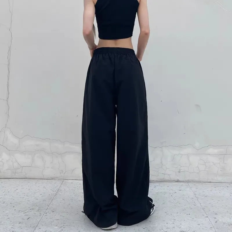 Y2K Vintage Fashion Loose Pant 2024 Casual Street Hip Hop Baggy Pants High Waist Wide Leg Trousers Solid Joggers Women Clothes