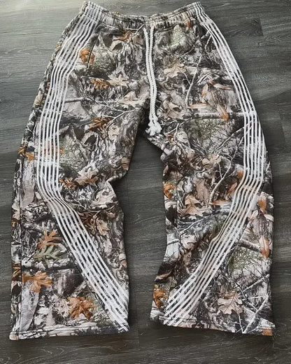 Y2K Streetwear Retro Sweatpants Gothic Hip Hop Camouflage Pattern Loose Casual Pants Mens and Womens Stretch Waist Jogging Pants