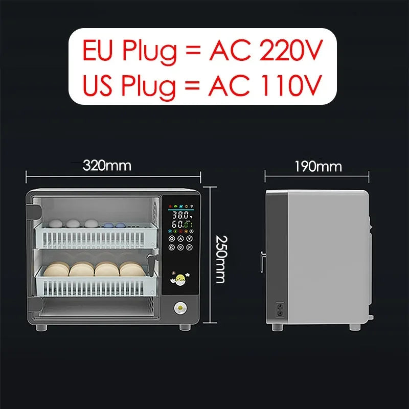 24 Egg Incubator Full Automatic Touch Temperature Control Farm Hatchery Machine Chicken Duck Quail Bird Brooder Eggs Incubator