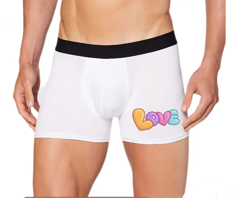 5pcs Sublimation DIY White Blank Polyester Boxer Briefs For Valentine and Father's Day Size S-2XL