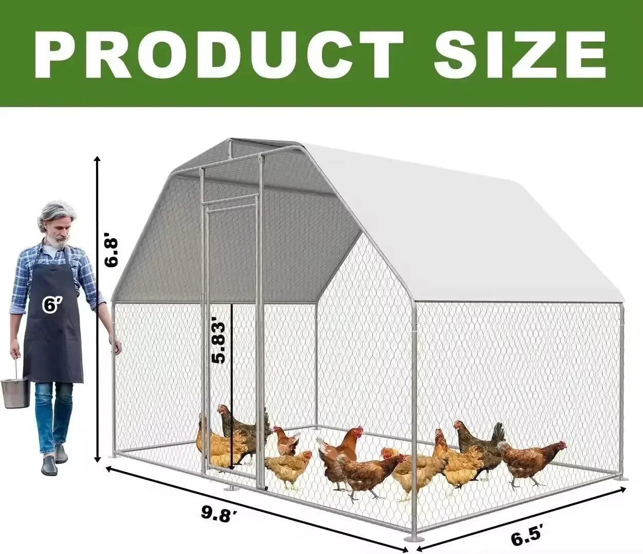 Egg Laying Large Stainless Steel Chicken Coop 8-10 Chickens Poultry Quail Rabbit Duck Cage