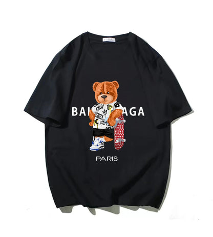 100%Cotton Women's T-Shirt for Women Bear Letter Printing Short Sleeve Summer Top Quality Luxury Brand Tees Female Streetwear
