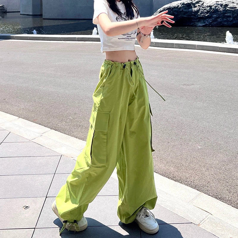 Y2K Cargo Pants Women Oversized Wide Leg Sweatpants Streetwear High Waist Baggy Joggers Harajuku Hip Hop Casual Sports Trousers