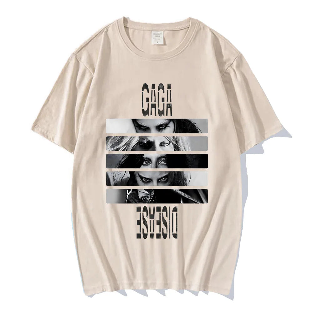 Lady Gaga Disease Printing T-shirt Men/Women Clothing Casual Short Sleeve Summer Spring Tee-shirt Ropa Hombre Streetwear Tees