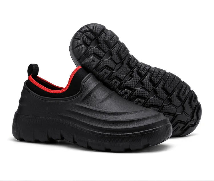 STRONGSHEN Men Kitchen Clogs Chef Shoes Waterproof Rain Boots Outdoor Comfortable Flat Oil-proof Non-Slip Work Fishing Shoes