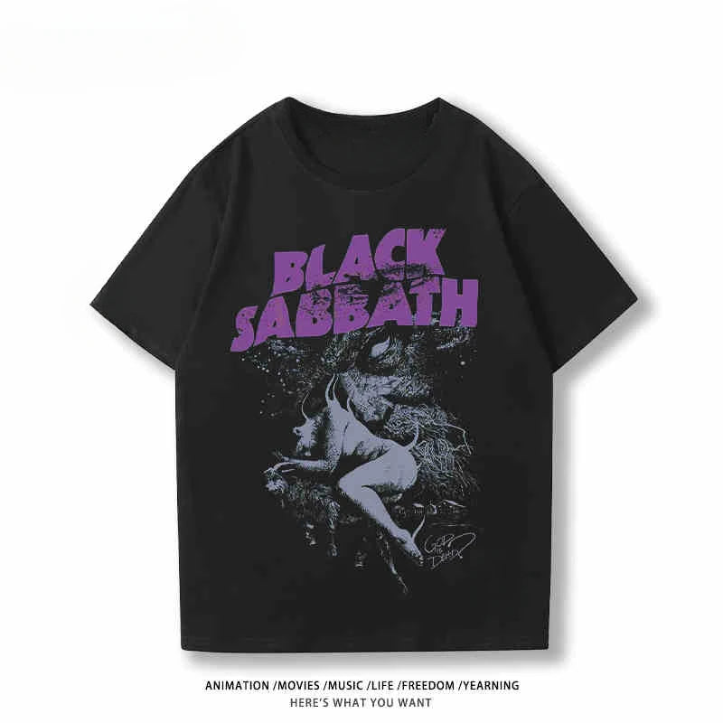 2024 New Black Sabbath Rock Band T-shirt Boys Theme Printed European and American Trend Summer Cotton Short Sleeve