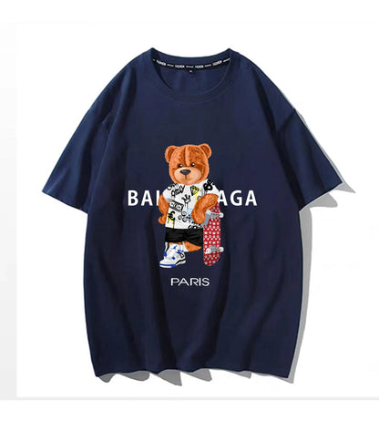 100%Cotton Women's T-Shirt for Women Bear Letter Printing Short Sleeve Summer Top Quality Luxury Brand Tees Female Streetwear