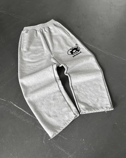 Y2K Retro Straight Pants Tracksuit Streetwear Pants Personalized Pant Leg Zipper Embroidery  Hip Hop Casual Joggers Men Pants