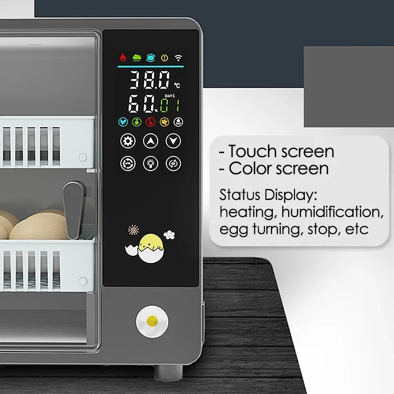 24 Egg Incubator Full Automatic Touch Temperature Control Farm Hatchery Machine Chicken Duck Quail Bird Brooder Eggs Incubator