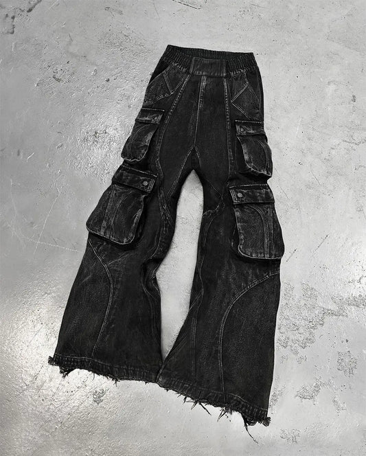 2024 New Gothic Retro Jeans for Men Wide Leg Straight Black Y2k Baggy Jeans Harajuku Hip Hop High Waist Denim Pants Streetwear