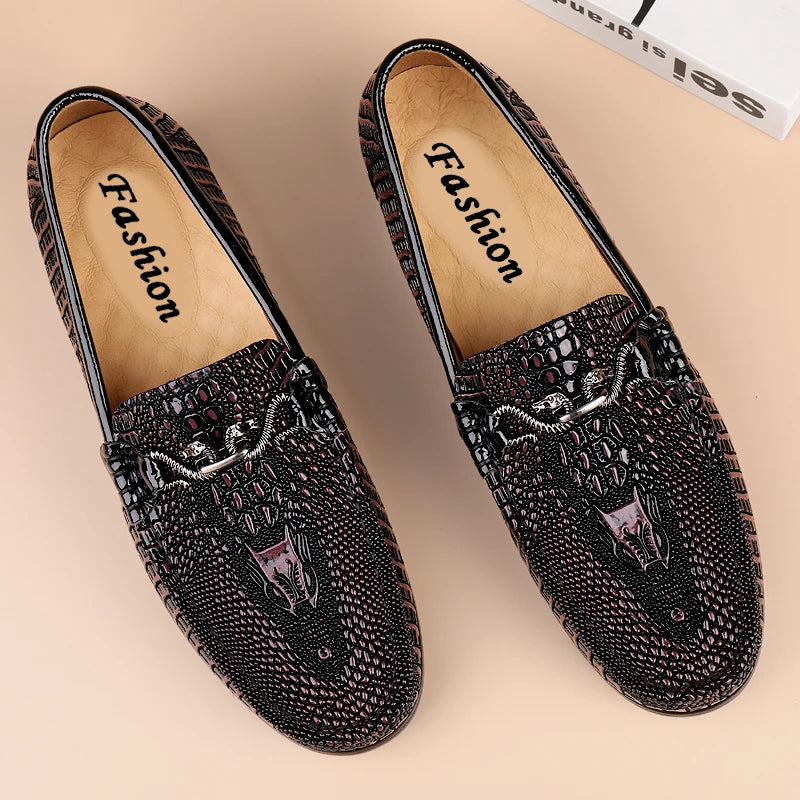 Trendy Brand Men's Genuine Leather Shoes Luxurious Banquet Dress Shoes Men's Low Top Loafers Casual Walking Shoes Big Size：36-47