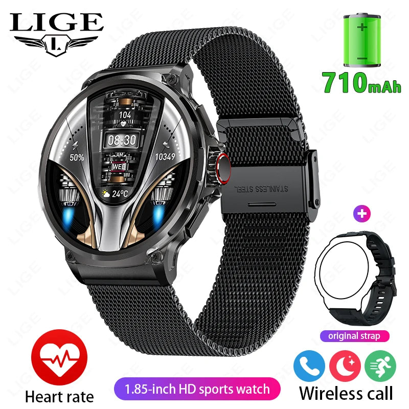 LIGE 710MAH Large Battery Smart Watch Men Outdoor Sports Fitness Bluetooth Call Bracelet Tracker Waterproof 2024 Smartwatch Gift