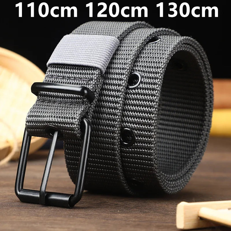 110/120/130cm Men's Belt Canvas Pin Buckle Leather Belt Women's Trendy Belt With Jeans Belt For Men Women Outdoor Sports Belt