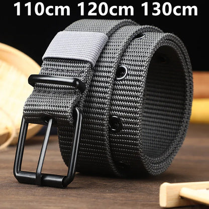 110/120/130cm Men's Belt Canvas Pin Buckle Leather Belt Women's Trendy Belt With Jeans Belt For Men Women Outdoor Sports Belt