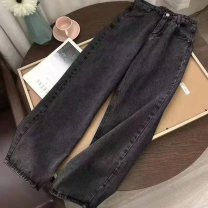 Y2k Vintage Jeans Women's Clothing Embroidered Casual Hip Hop Street Denim Pants Harajuku High Waist Straight Leg Wide Leg Jeans