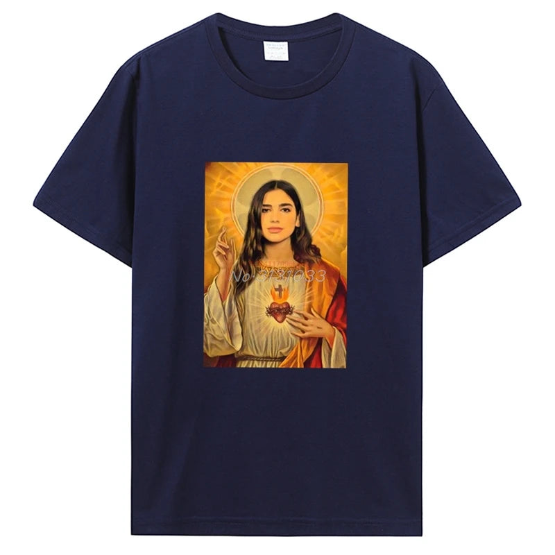 Men Cotton Graphic Tshirt Introver T-Shirt For Dua Lipa Jesus T Shirt Unisex Tops Tees Men's Clothing Streetwear