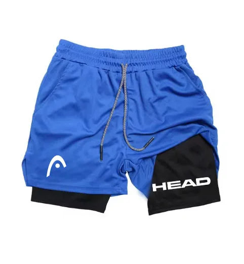 2 in 1 Compression Shorts for Head Men Gym Workout Running Shorts with Phone Pockets Athletic Quick Dry Activewear