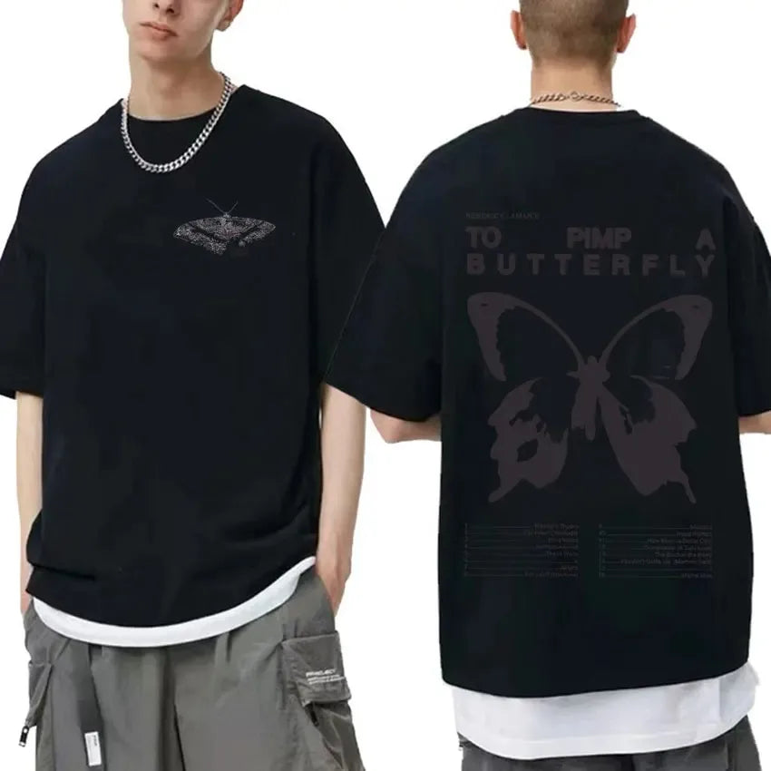 Kendrick Lamar To Pimp A Butterfly Graphic T Shirt Men's Rapper Hip Hop Trend Streetwear T-shirt Unisex Cotton Oversized Tees 24