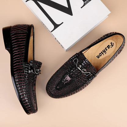 Trendy Brand Men's Genuine Leather Shoes Luxurious Banquet Dress Shoes Men's Low Top Loafers Casual Walking Shoes Big Size：36-47