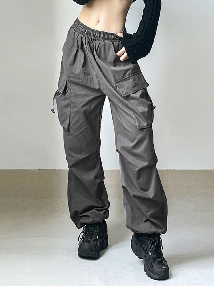 Harajuku Oversized Cargo Parachute Pants Women Streetwear Vintage Y2k Hip Hop Wide Leg Joggers Baggy Sweatpants