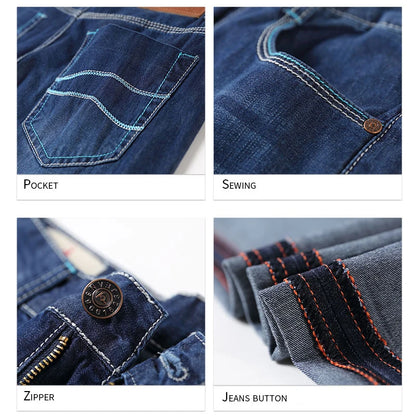 100% Cotton Men's Summer Thin Jeans Classic Straight Baggy Denim Pants Brand Comfortable Casual Trousers Plus Size 42 44 46 48