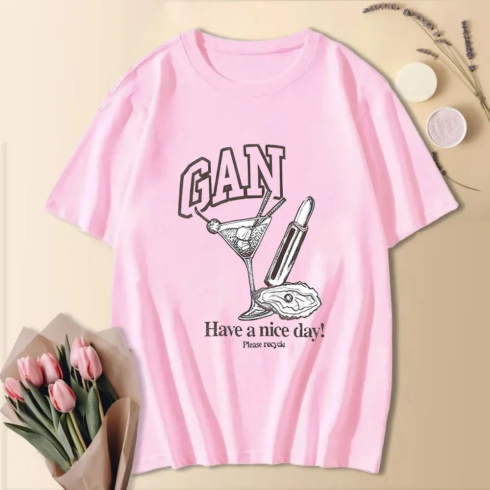 2024 Cute Summer Fashion Short Sleeve Cooton T-Shirts Letter Printed Tees Women Cresw Neck Tops Funny Animals Shirt Rabbit Shirt